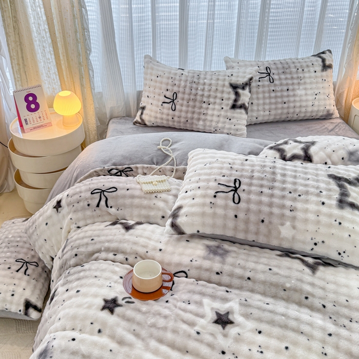 小叮当家纺仓储工厂店 2025新款印花兔兔绒牛奶绒大泡泡单被套 被套单件 大泡泡-星梦