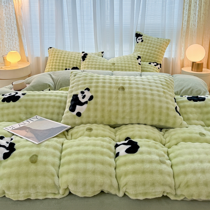 91家纺网 家纺一手货源 找家纺 小叮当家纺仓储工厂店 2025新款印花兔兔绒牛奶绒大泡泡单被套 被套单件 大泡泡-萌宝