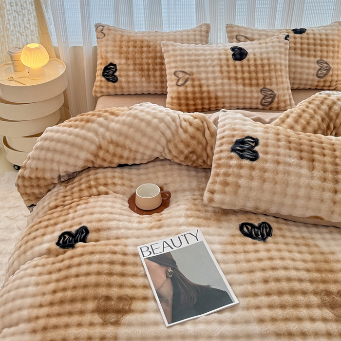 （总）小叮当家纺仓储工厂店 2025新款印花兔兔绒牛奶绒大泡泡单被套 被套单件