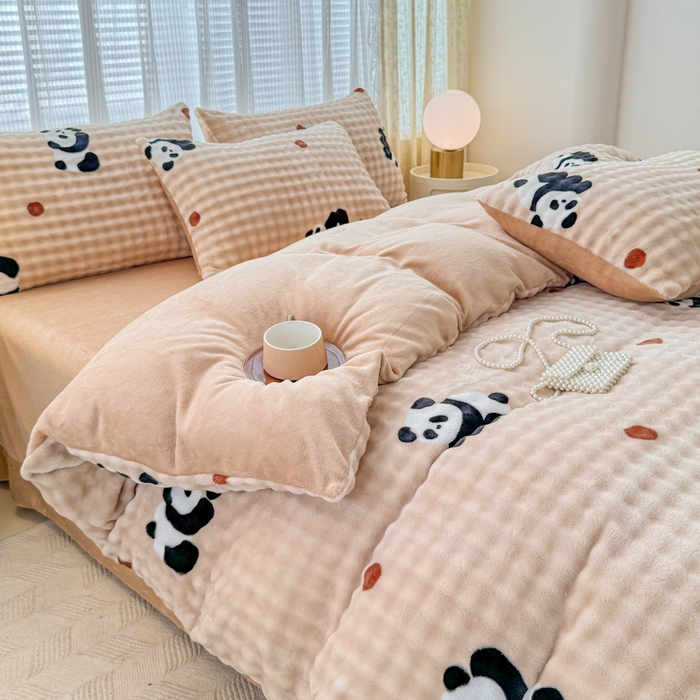 91家纺网 家纺一手货源 找家纺 小叮当家纺仓储工厂店 2025新款印花兔兔绒牛奶绒大泡泡单被套 被套单件 大泡泡-萌宝咖