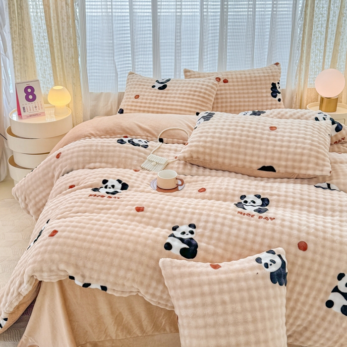 91家纺网 家纺一手货源 找家纺 小叮当家纺仓储工厂店 2025新款印花兔兔绒牛奶绒大泡泡单被套 被套单件 大泡泡-萌宝咖