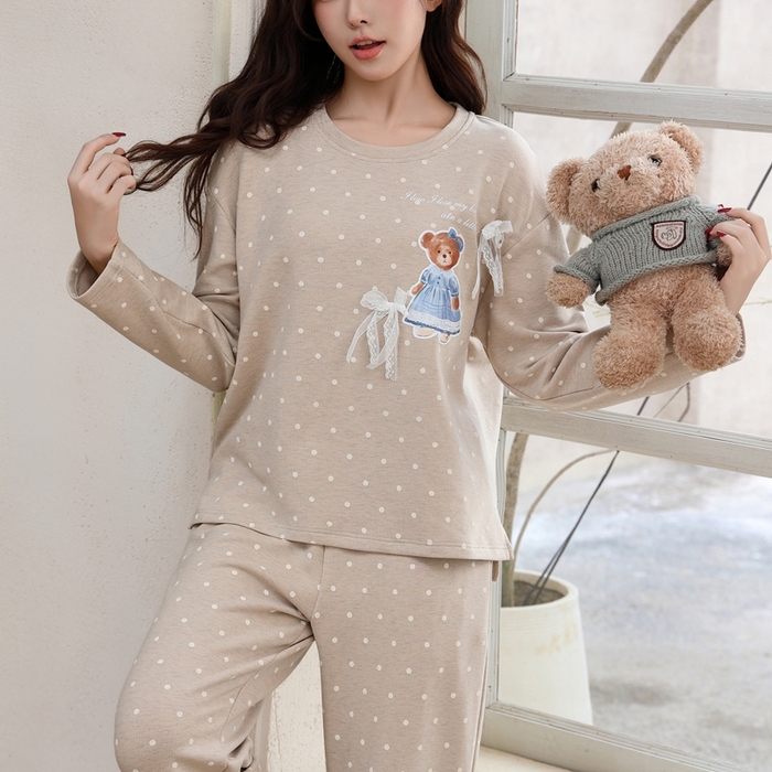 （總）洛蘭沙家居館 2025新款德絨綿竹加厚300克女款睡衣（圓領款）