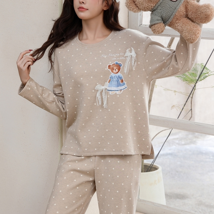 91家纺网 家纺一手货源 找家纺 （总）洛兰沙家居馆 2025新款德绒绵竹加厚300克女款睡衣（圆领款）