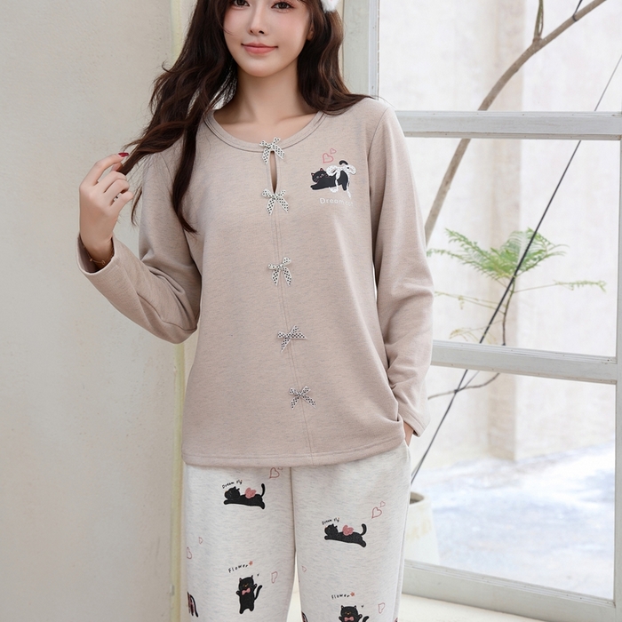 91家纺网 家纺一手货源 找家纺 （总）洛兰沙家居馆 2025新款德绒绵竹加厚300克女款睡衣（圆领款）