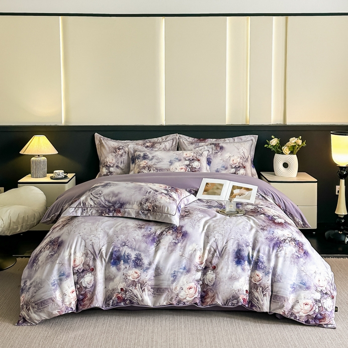 91家纺网 家纺一手货源 找家纺 棠颂家纺 2025新款A类锦棉缎陶瓷磨毛数码印花四件套（礼盒款） 枕霞