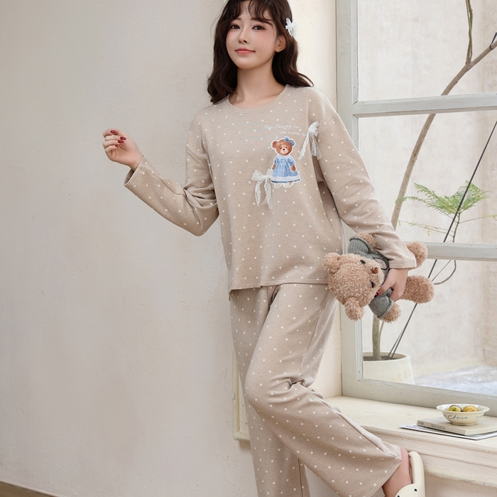 91家纺网 家纺一手货源 找家纺 洛兰沙家居馆 2025新款德绒绵竹加厚300克女款睡衣（圆领款） 259511-1