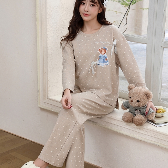 91家纺网 家纺一手货源 找家纺 洛兰沙家居馆 2025新款德绒绵竹加厚300克女款睡衣（圆领款） 259511-1