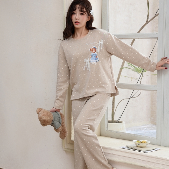 91家纺网 家纺一手货源 找家纺 洛兰沙家居馆 2025新款德绒绵竹加厚300克女款睡衣（圆领款） 259511-1