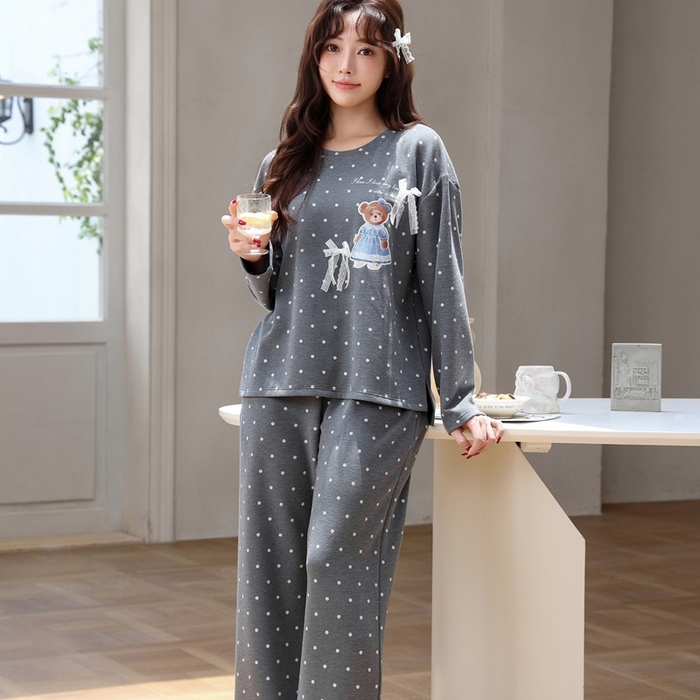 91家纺网 家纺一手货源 找家纺 洛兰沙家居馆 2025新款德绒绵竹加厚300克女款睡衣（圆领款） 259511-2