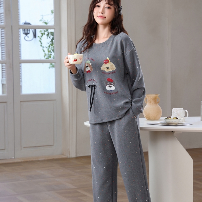 91家纺网 家纺一手货源 找家纺 洛兰沙家居馆 2025新款德绒绵竹加厚300克女款睡衣（圆领款） 259512-1