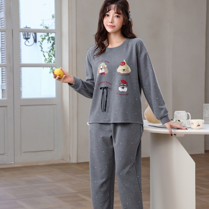 91家纺网 家纺一手货源 找家纺 洛兰沙家居馆 2025新款德绒绵竹加厚300克女款睡衣（圆领款） 259512-1