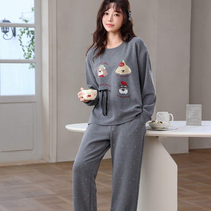 91家纺网 家纺一手货源 找家纺 洛兰沙家居馆 2025新款德绒绵竹加厚300克女款睡衣（圆领款） 259512-1