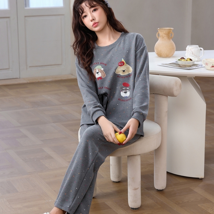 91家纺网 家纺一手货源 找家纺 洛兰沙家居馆 2025新款德绒绵竹加厚300克女款睡衣（圆领款） 259512-1