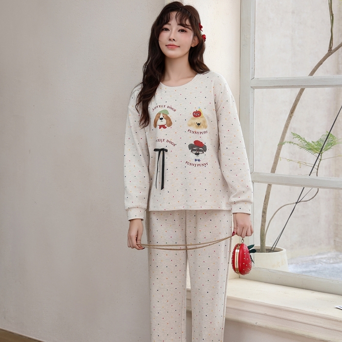 91家纺网 家纺一手货源 找家纺 洛兰沙家居馆 2025新款德绒绵竹加厚300克女款睡衣（圆领款） 259512-2