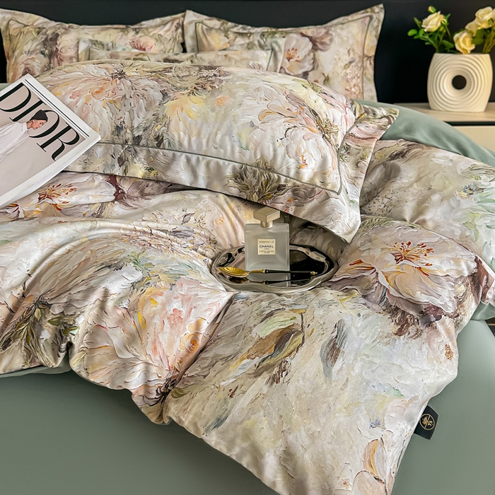 91家纺网 家纺一手货源 找家纺 棠颂家纺 2025新款A类锦棉缎陶瓷磨毛数码印花四件套（礼盒款） 沧澜