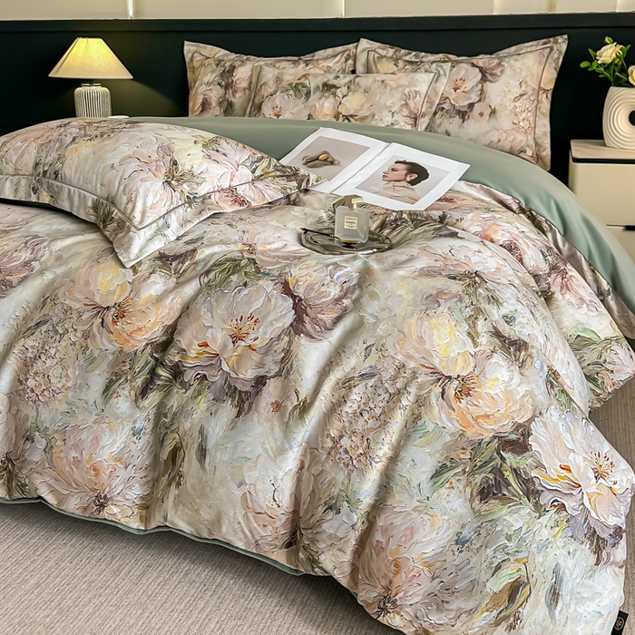 91家纺网 家纺一手货源 找家纺 棠颂家纺 2025新款A类锦棉缎陶瓷磨毛数码印花四件套（礼盒款） 沧澜