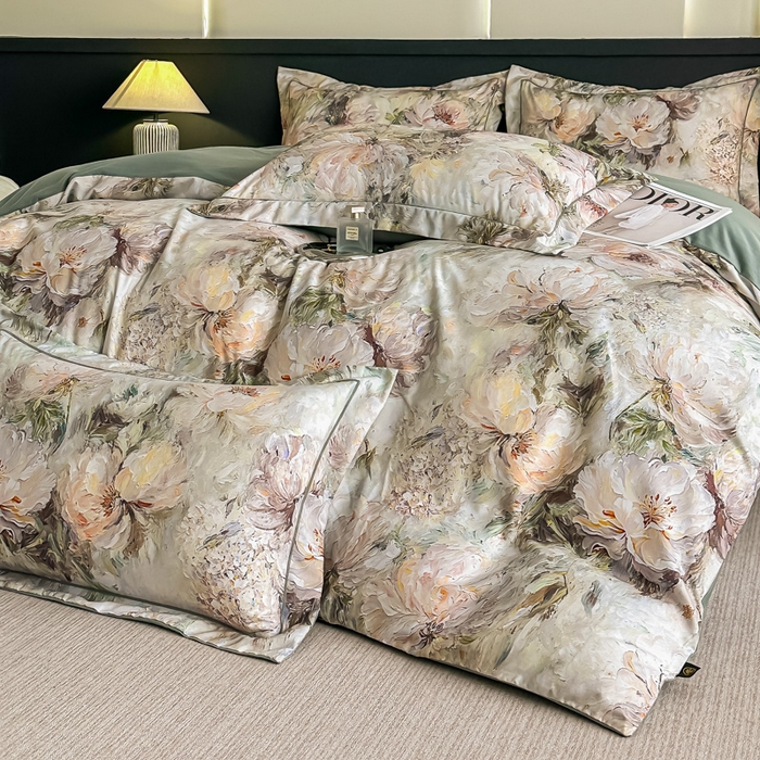 91家纺网 家纺一手货源 找家纺 棠颂家纺 2025新款A类锦棉缎陶瓷磨毛数码印花四件套（礼盒款） 沧澜