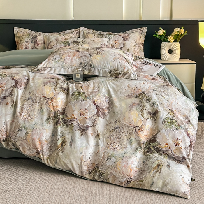 91家纺网 家纺一手货源 找家纺 棠颂家纺 2025新款A类锦棉缎陶瓷磨毛数码印花四件套（礼盒款） 沧澜