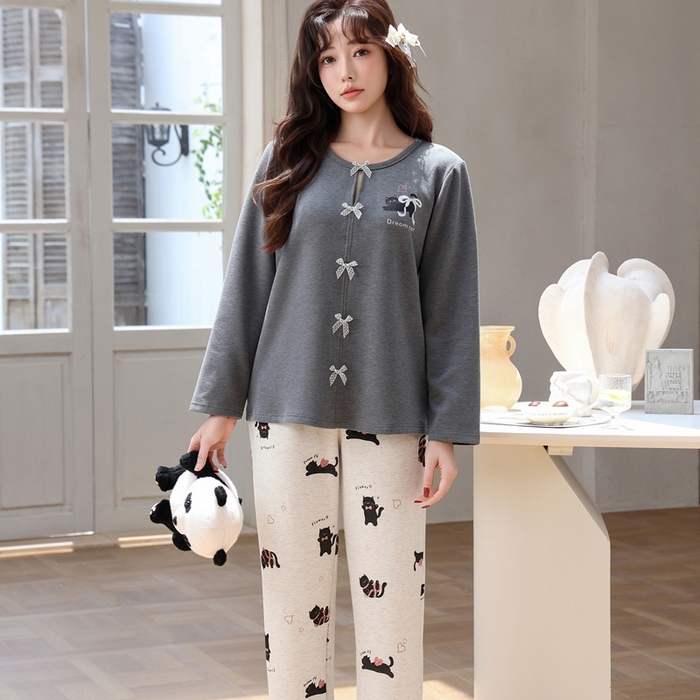 91家纺网 家纺一手货源 找家纺 洛兰沙家居馆 2025新款德绒绵竹加厚300克女款睡衣（圆领款） 259513-2