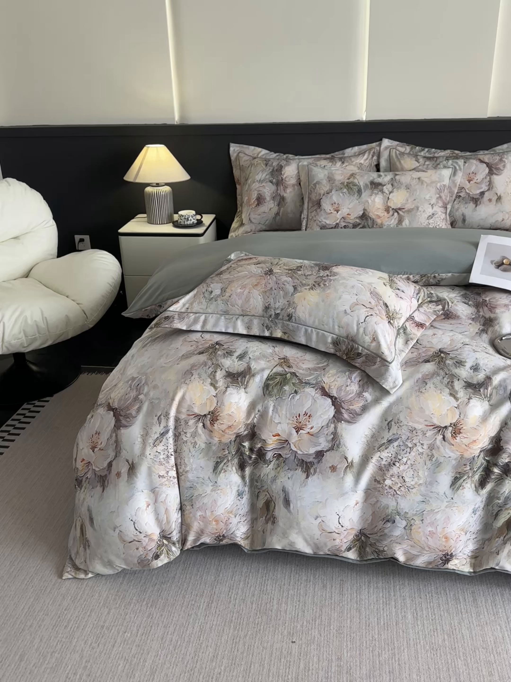 91家纺网 家纺一手货源 找家纺 棠颂家纺 2025新款A类锦棉缎陶瓷磨毛数码印花四件套（礼盒款） 沧澜