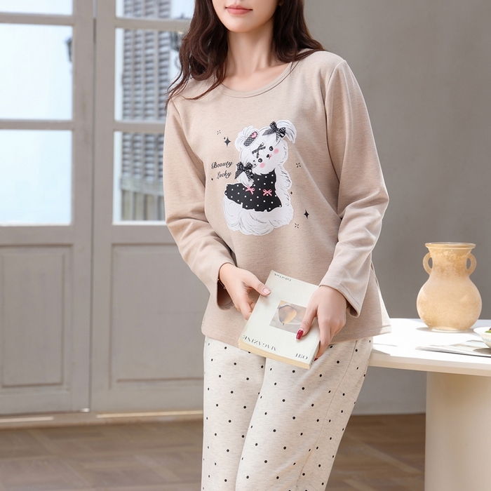 91家纺网 家纺一手货源 找家纺 洛兰沙家居馆 2025新款德绒绵竹加厚300克女款睡衣（圆领款） 259515-1