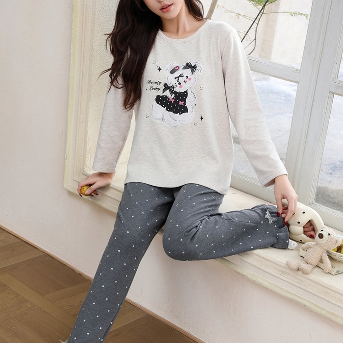 91家纺网 家纺一手货源 找家纺 洛兰沙家居馆 2025新款德绒绵竹加厚300克女款睡衣（圆领款） 259515-2