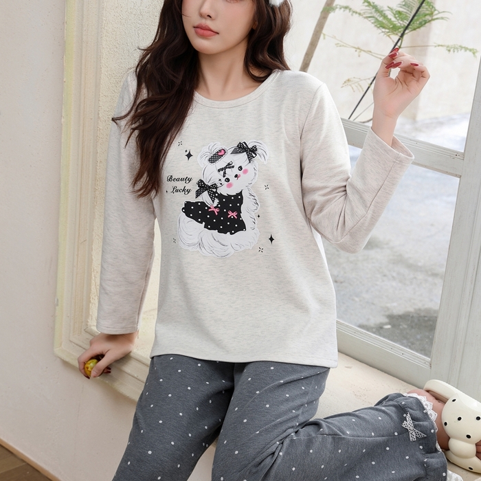 91家纺网 家纺一手货源 找家纺 洛兰沙家居馆 2025新款德绒绵竹加厚300克女款睡衣（圆领款） 259515-2