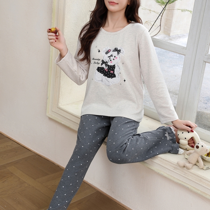 91家纺网 家纺一手货源 找家纺 洛兰沙家居馆 2025新款德绒绵竹加厚300克女款睡衣（圆领款） 259515-2