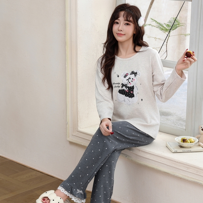 91家纺网 家纺一手货源 找家纺 洛兰沙家居馆 2025新款德绒绵竹加厚300克女款睡衣（圆领款） 259515-2