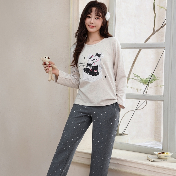 91家纺网 家纺一手货源 找家纺 洛兰沙家居馆 2025新款德绒绵竹加厚300克女款睡衣（圆领款） 259515-2