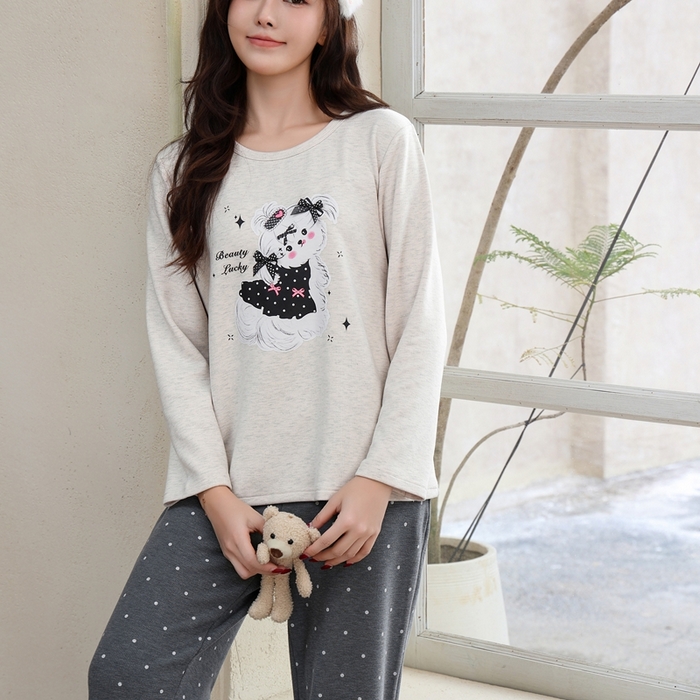 91家纺网 家纺一手货源 找家纺 洛兰沙家居馆 2025新款德绒绵竹加厚300克女款睡衣（圆领款） 259515-2