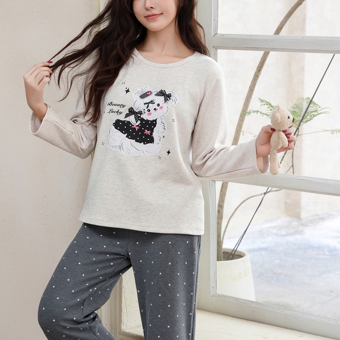 91家纺网 家纺一手货源 找家纺 洛兰沙家居馆 2025新款德绒绵竹加厚300克女款睡衣（圆领款） 259515-2