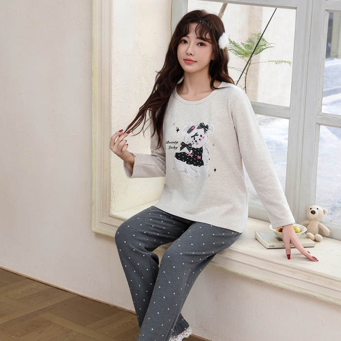 91家纺网 家纺一手货源 找家纺 洛兰沙家居馆 2025新款德绒绵竹加厚300克女款睡衣（圆领款） 259515-2