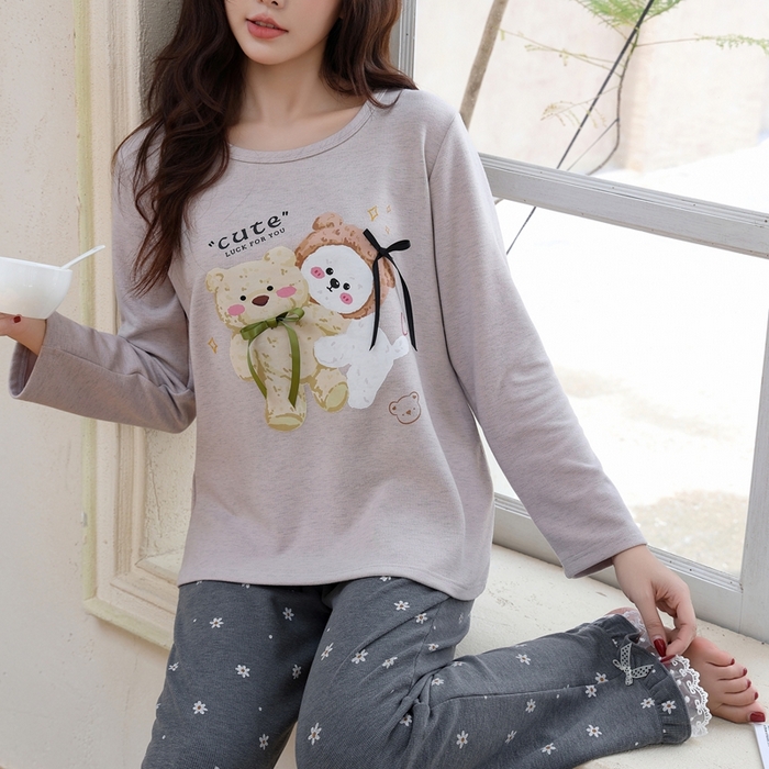 91家纺网 家纺一手货源 找家纺 洛兰沙家居馆 2025新款德绒绵竹加厚300克女款睡衣（圆领款） 259516-1