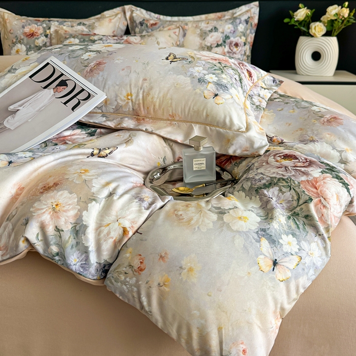 91家纺网 家纺一手货源 找家纺 棠颂家纺 2025新款A类锦棉缎陶瓷磨毛数码印花四件套（礼盒款） 云裳