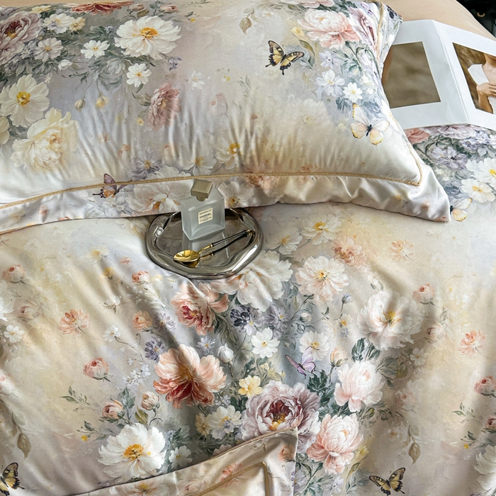 91家纺网 家纺一手货源 找家纺 棠颂家纺 2025新款A类锦棉缎陶瓷磨毛数码印花四件套（礼盒款） 云裳