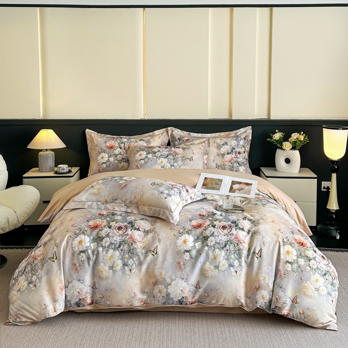 棠颂家纺 2025新款A类锦棉缎陶瓷磨毛数码印花四件套（礼盒款） 云裳