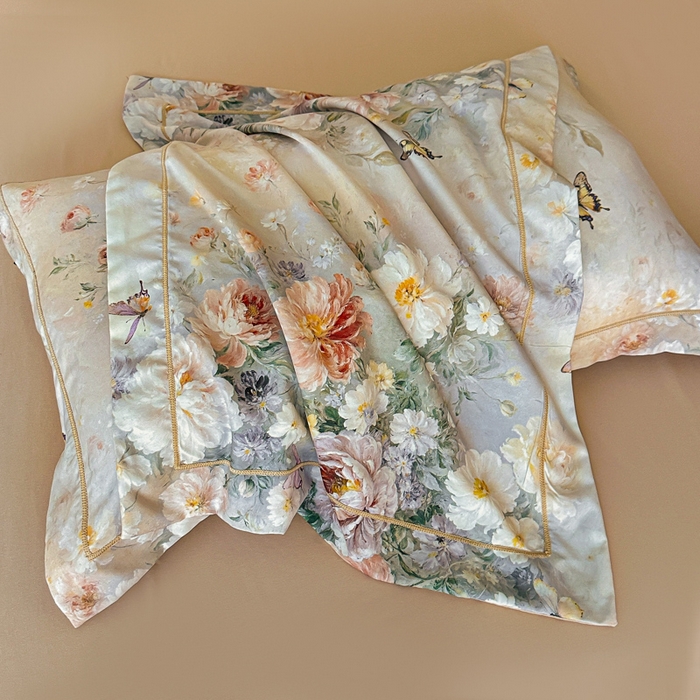 91家纺网 家纺一手货源 找家纺 棠颂家纺 2025新款A类锦棉缎陶瓷磨毛数码印花四件套（礼盒款） 云裳