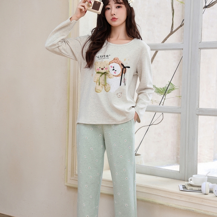 洛兰沙家居馆 2025新款德绒绵竹加厚300克女款睡衣（圆领款） 259516-2