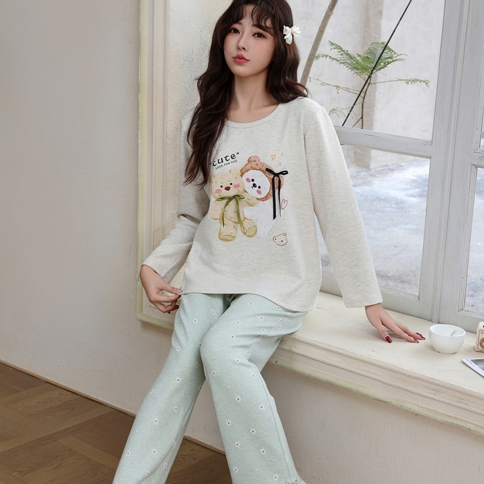 91家纺网 家纺一手货源 找家纺 洛兰沙家居馆 2025新款德绒绵竹加厚300克女款睡衣（圆领款） 259516-2