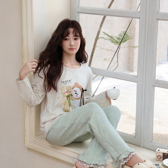 91家纺网 家纺一手货源 找家纺 洛兰沙家居馆 2025新款德绒绵竹加厚300克女款睡衣（圆领款） 259516-2