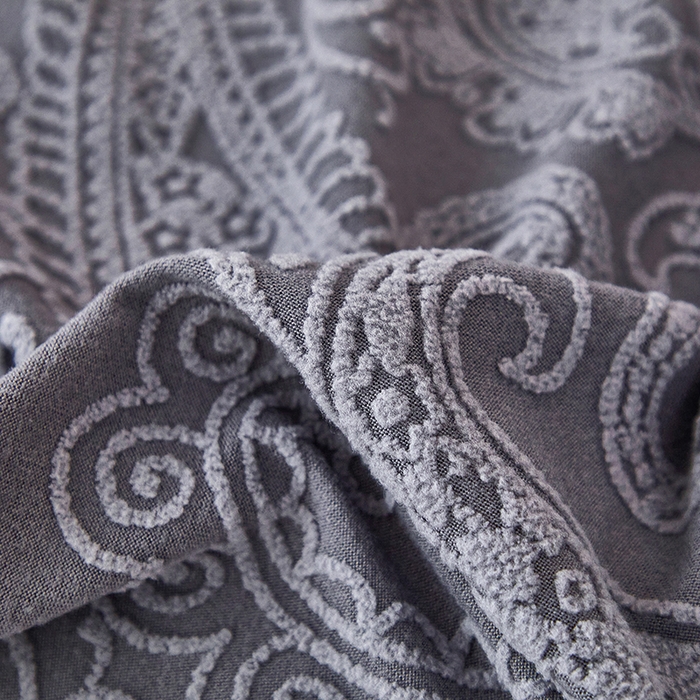 91家纺网 家纺一手货源 找家纺 逐日沙发套 2025新款提花裙摆沙发床套 裙摆沙发床套 古罗-深灰