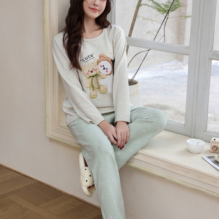 91家纺网 家纺一手货源 找家纺 洛兰沙家居馆 2025新款德绒绵竹加厚300克女款睡衣（圆领款） 259516-2