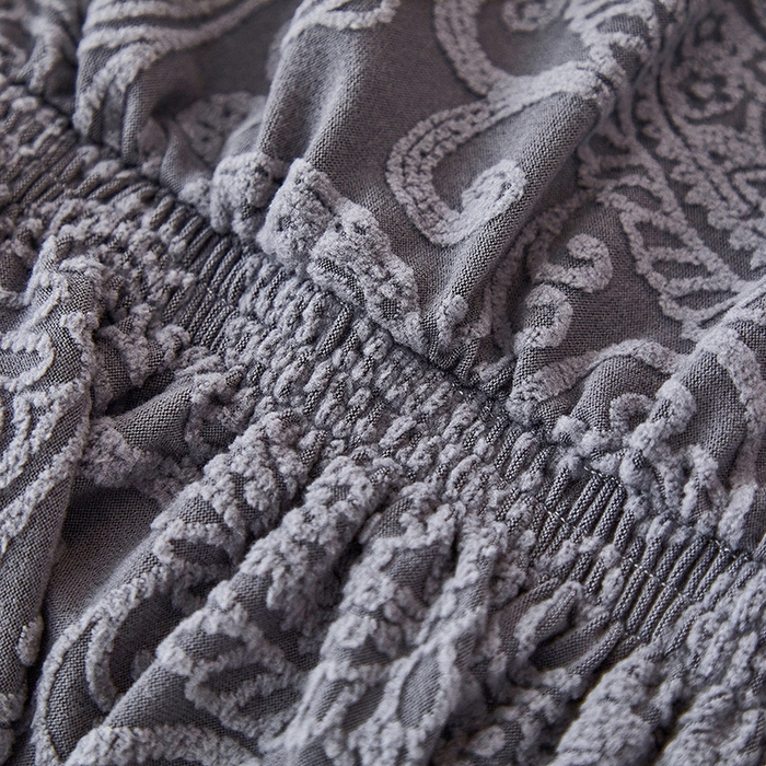 91家纺网 家纺一手货源 找家纺 逐日沙发套 2025新款提花裙摆沙发床套 裙摆沙发床套 古罗-深灰