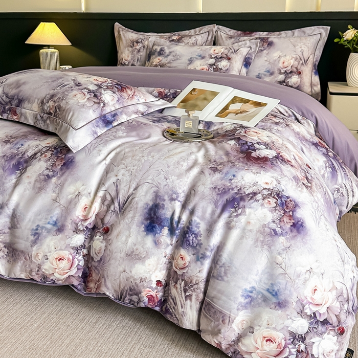 91家纺网 家纺一手货源 找家纺 棠颂家纺 2025新款A类锦棉缎陶瓷磨毛数码印花四件套（礼盒款） 枕霞