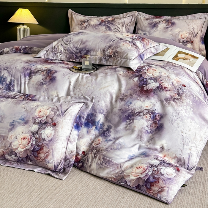 91家纺网 家纺一手货源 找家纺 棠颂家纺 2025新款A类锦棉缎陶瓷磨毛数码印花四件套（礼盒款） 枕霞