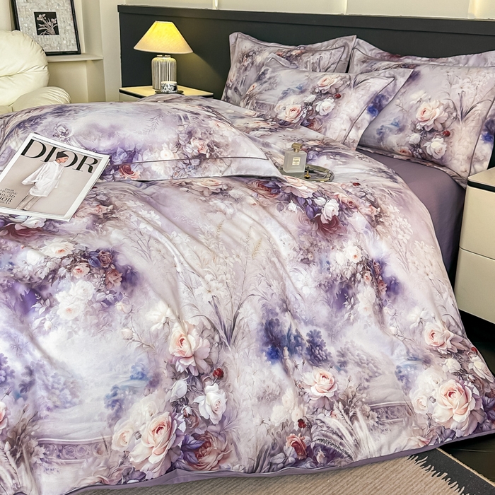 91家纺网 家纺一手货源 找家纺 棠颂家纺 2025新款A类锦棉缎陶瓷磨毛数码印花四件套（礼盒款） 枕霞