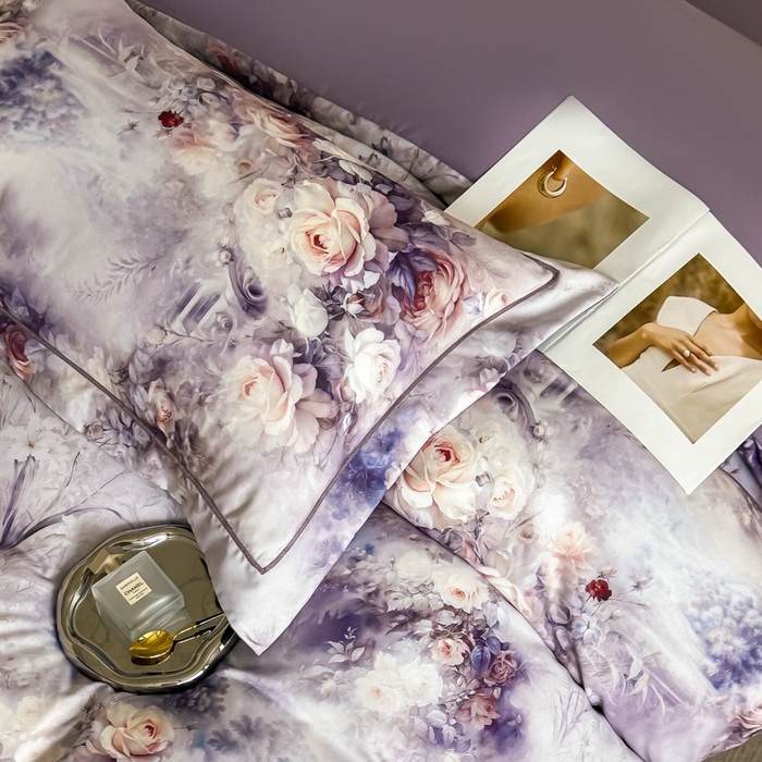 91家纺网 家纺一手货源 找家纺 棠颂家纺 2025新款A类锦棉缎陶瓷磨毛数码印花四件套（礼盒款） 枕霞