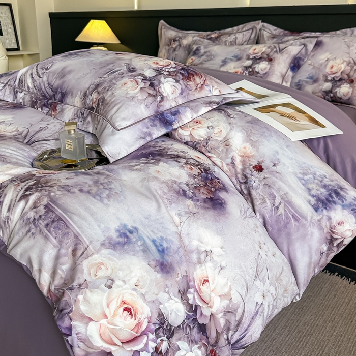 91家纺网 家纺一手货源 找家纺 棠颂家纺 2025新款A类锦棉缎陶瓷磨毛数码印花四件套（礼盒款） 枕霞