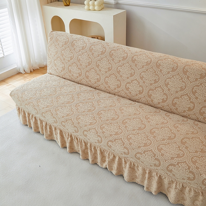 91家纺网 家纺一手货源 找家纺 逐日沙发套 2025新款提花裙摆沙发床套 裙摆沙发床套 欧艺-卡其